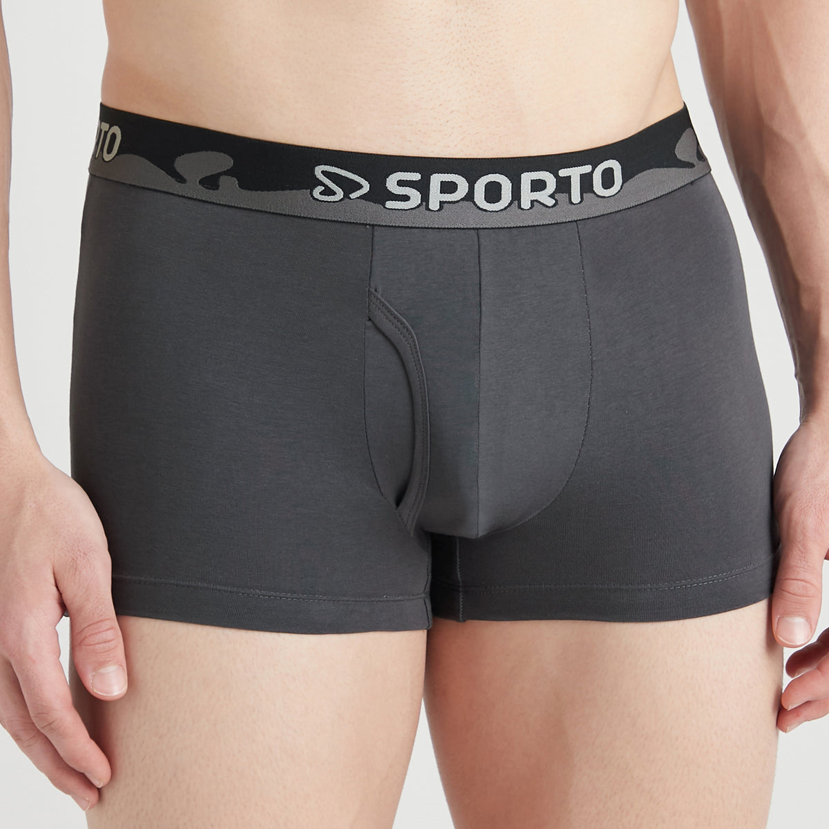 Shapelock Men's Solid Cotton Square Trunks