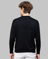 Sporto Men's Ribbed stripe Round Neck Black Sweatshirt