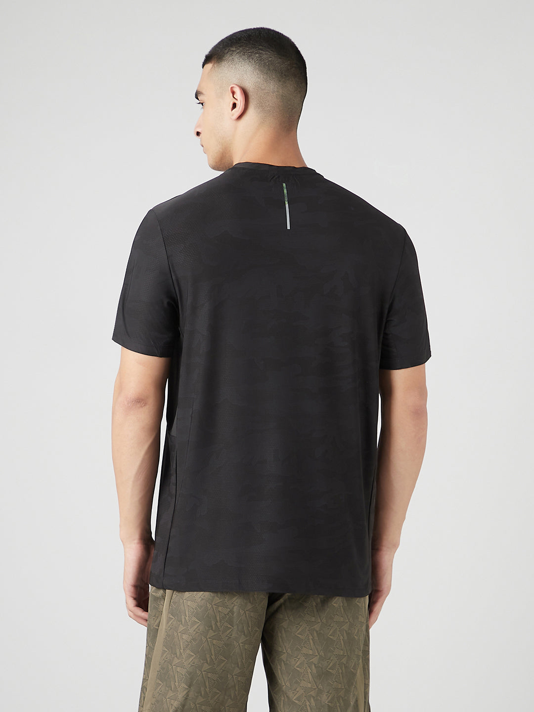 Instacool Printed Jersey Tee with Side Mesh - Black