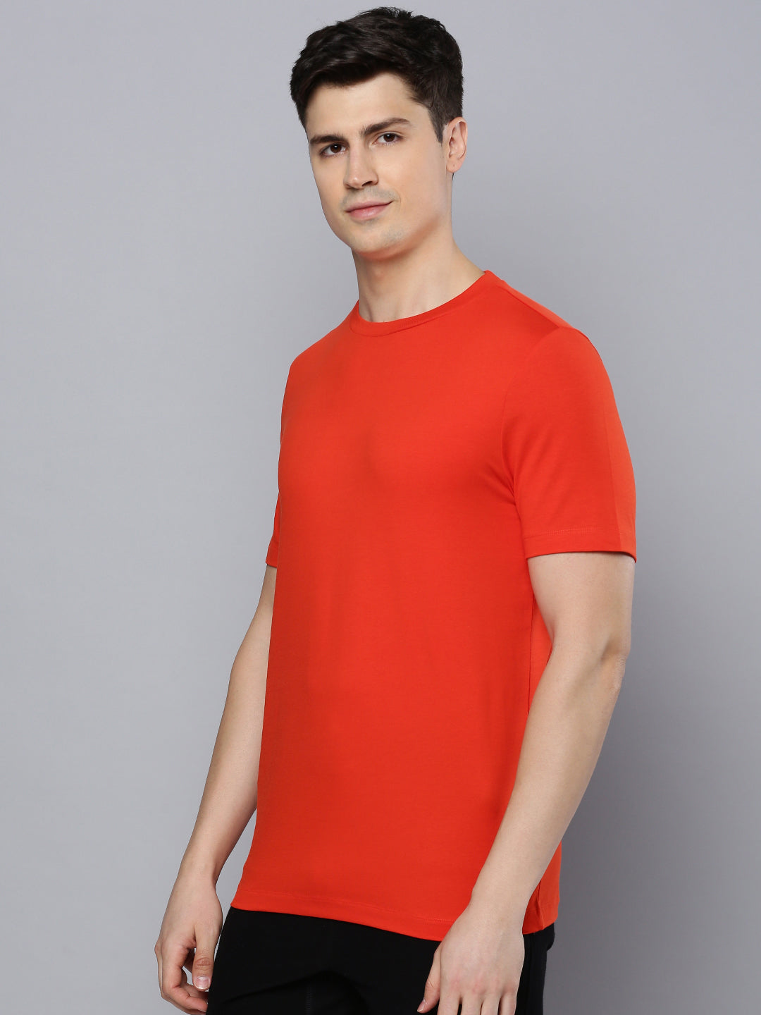 Sporto Men's Fluid Cotton Round Neck T-shirt - Flame