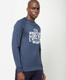 Sporto Crew Neck Printed Sweatshirt - Blue Melange