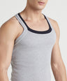 Sporto Men's  Cotton  Gym Vest with  Contrast  Panel Multicolour Pack of 2