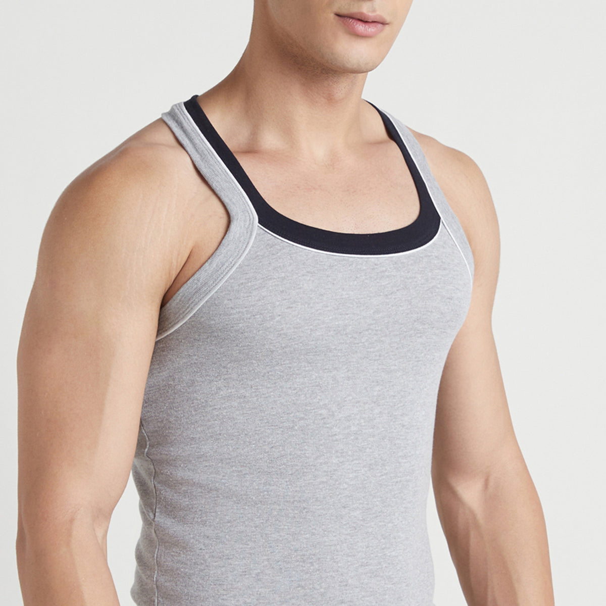 Sporto Men's  Cotton  Gym Vest with  Contrast  Panel Multicolour Pack of 2