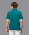 Sporto Men's Anti Wrinkle Popcorn Solid Teal Polo T-shirt