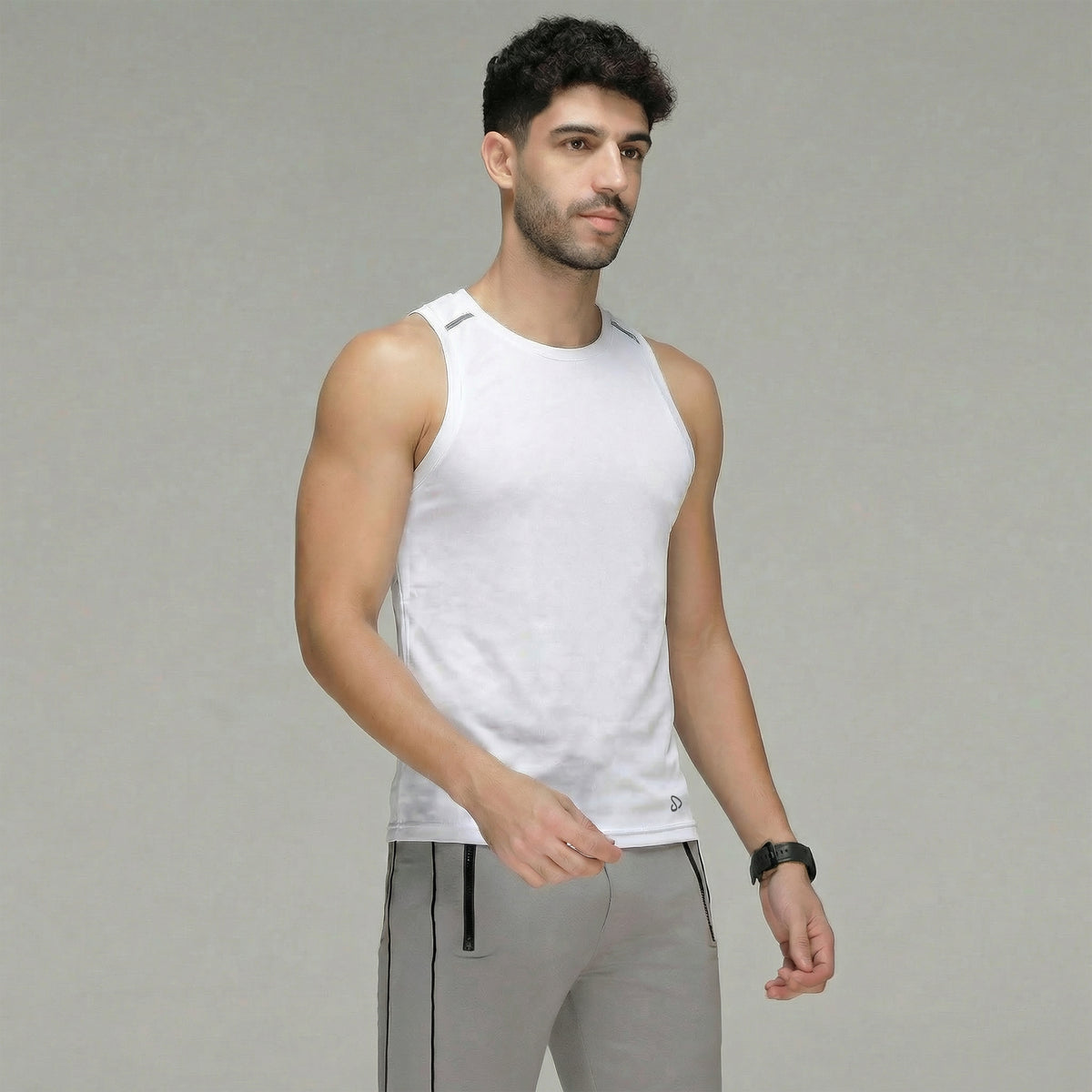 Sporto Men's InstaCool WHT  Solid Muscle Vest Anti odour and Moisture Wicking