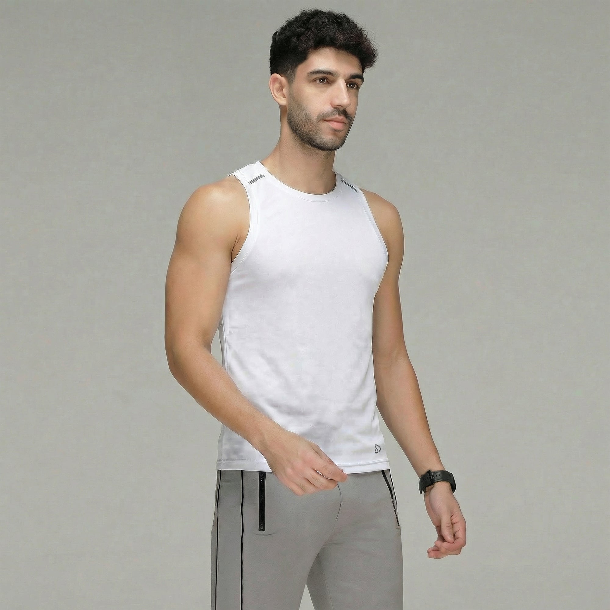 Sporto Men's InstaCool WHT  Solid Muscle Vest Anti odour and Moisture Wicking