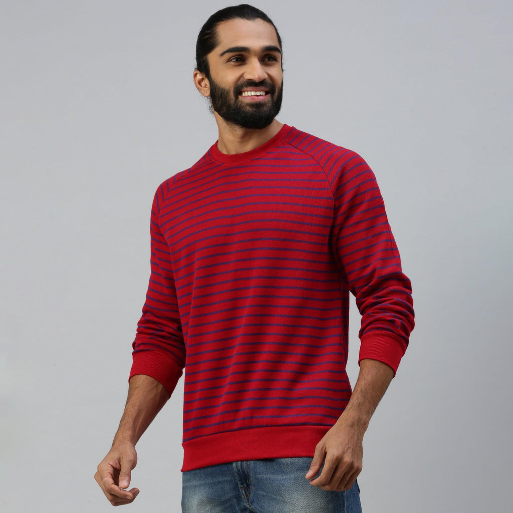 Sporto Men's Striped Sweatshirt - Red & Navy - Sporto by Macho