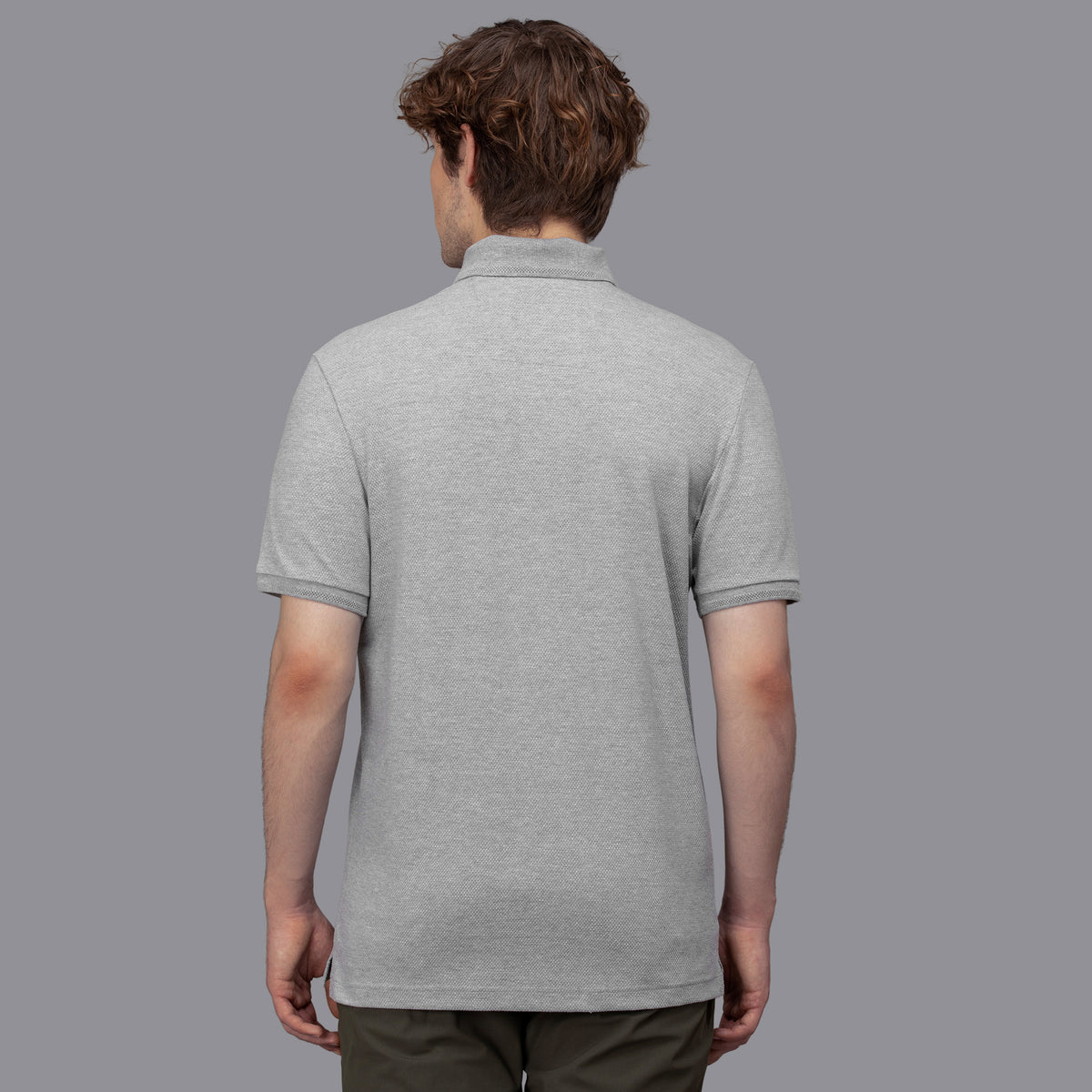 Sporto Men's Anti Wrinkle Popcorn Solid Grey Milange Polo  T-shirt