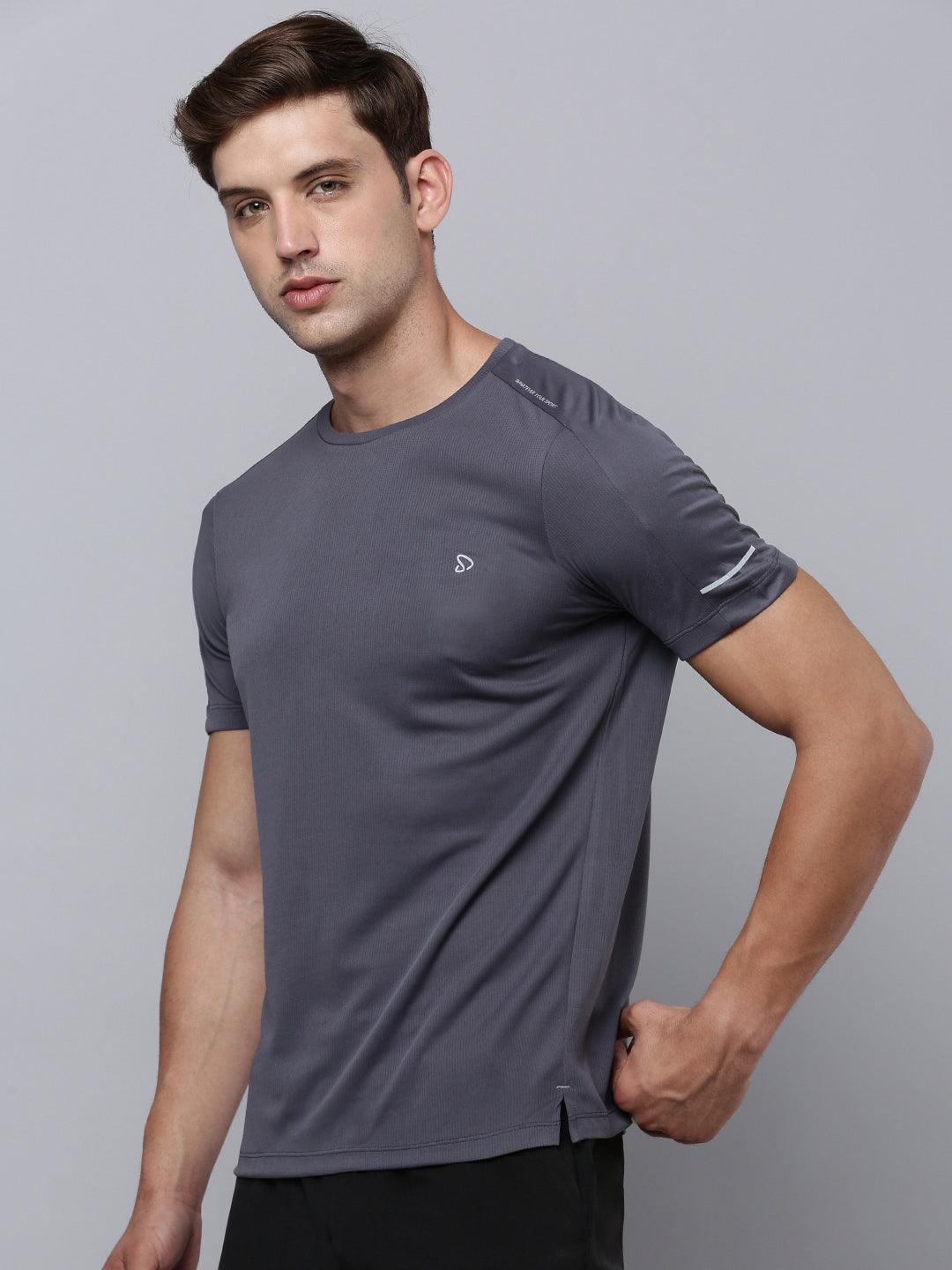 Sporto Men's Insta cool Solid Jersey tee - Charcoal