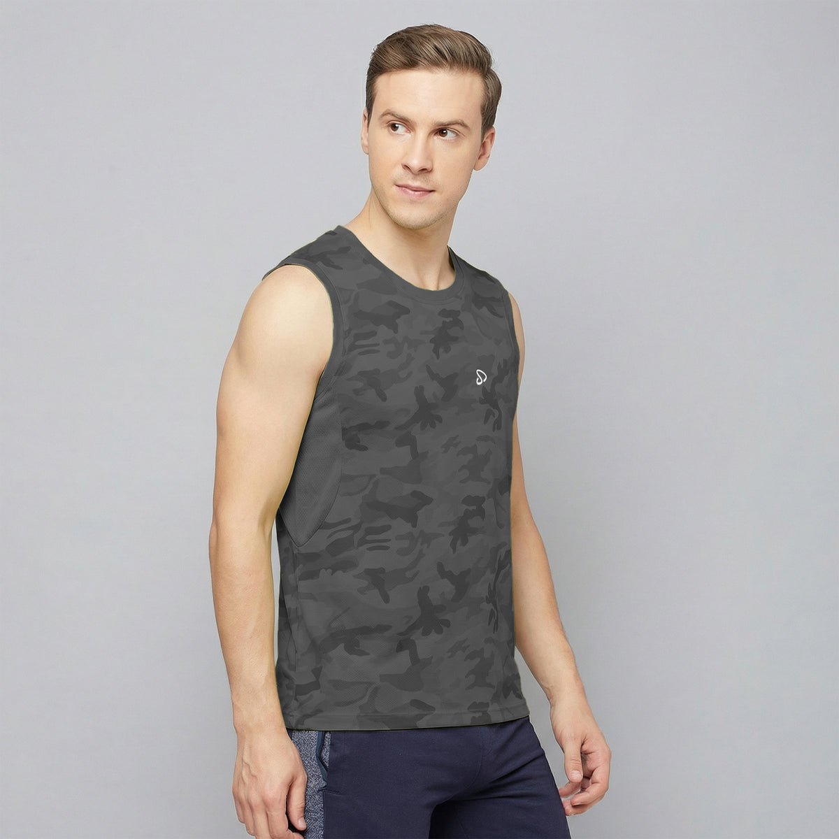 InstaCool Camo Printed side mesh Muscle Vest Anti odour and Moisture Wicking