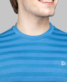 Sporto Men's Ribbed stripe Round Neck Blue Heaven Sweatshirt