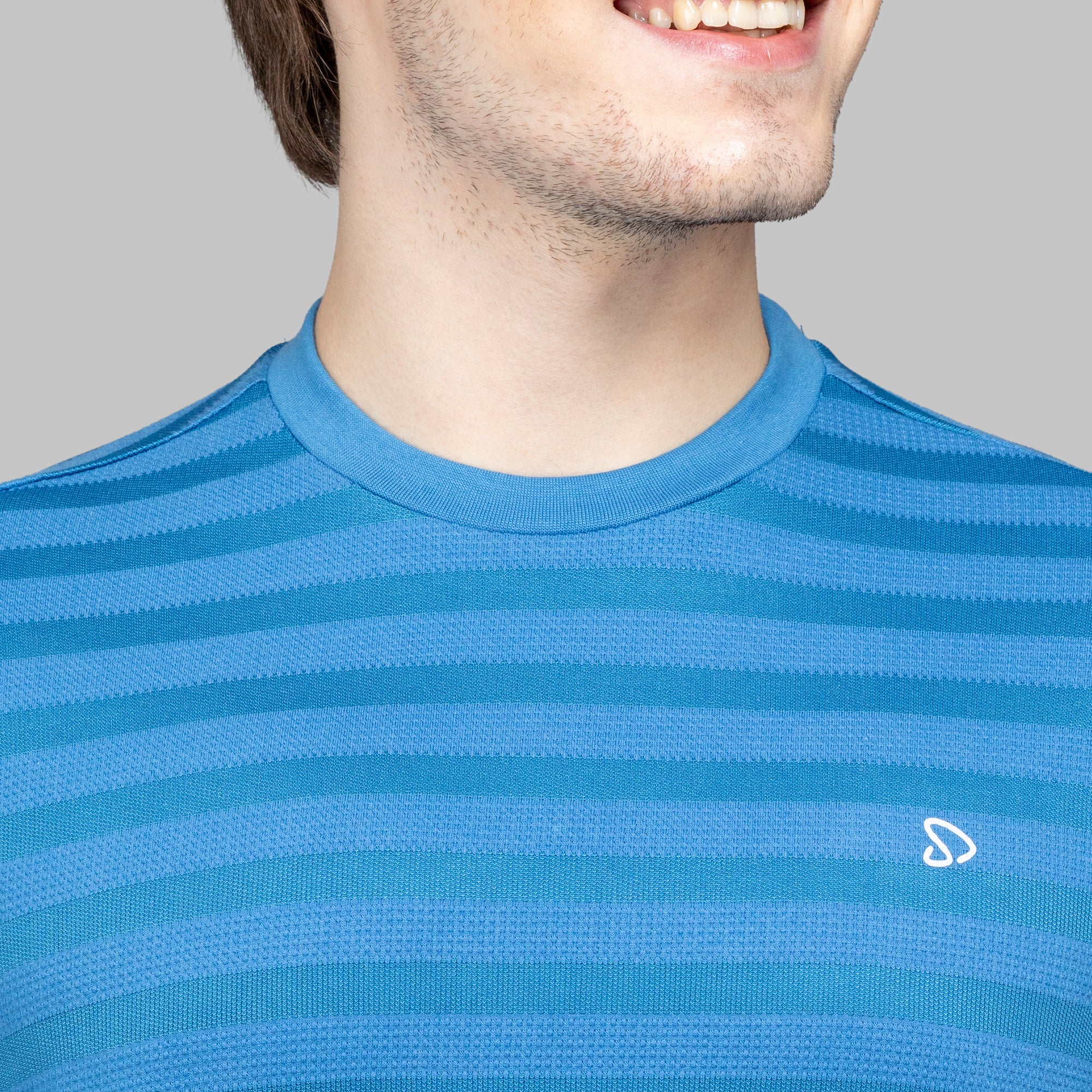 Sporto Men's Ribbed stripe Round Neck Blue Heaven Sweatshirt