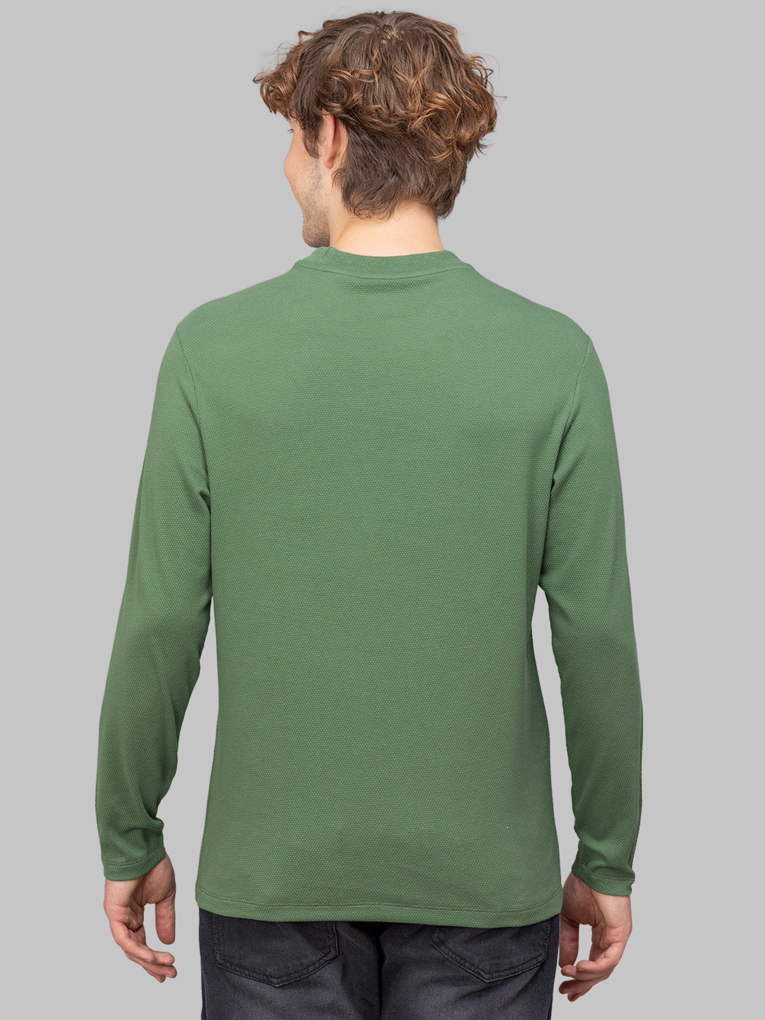 Sporto Men's Hexaknit Fullsleeve Stone Green T-shirts