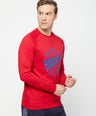 Sporto Crew Neck Printed Sweatshirt - Cherry Red