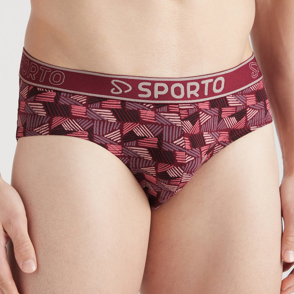 Sporto Men's Printed Spandex Brief Multicolour Pack of 3