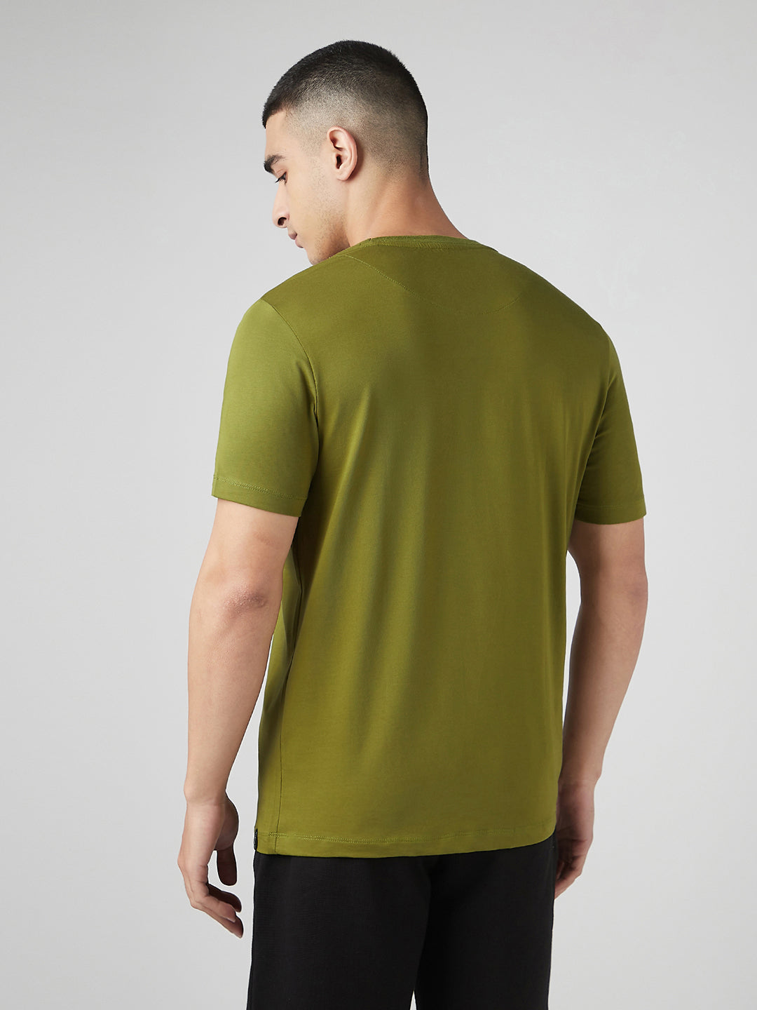 Sporto Men's Fluyid Cotton Round Neck T-shirt - Olive Branch