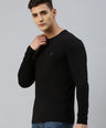 Sporto Men Slim fit Round Neck Full Sleeve T-Shirt - Black