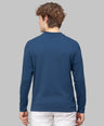 Sporto Men's Hexa-knit Round Neck Full Sleeve Denim Blue Sweatshirt