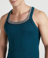 Sporto Men's  Cotton  Gym Vest with  Contrast  Panel Multicolour Pack of 2