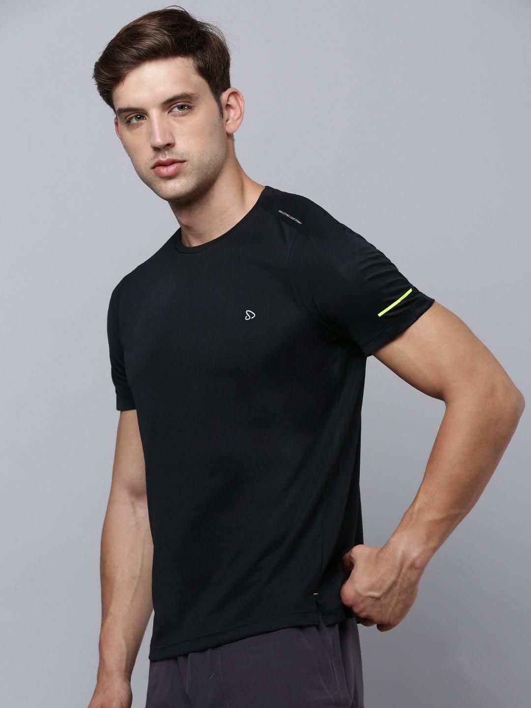 Sporto Men's Insta cool Solid Jersey tee - Black