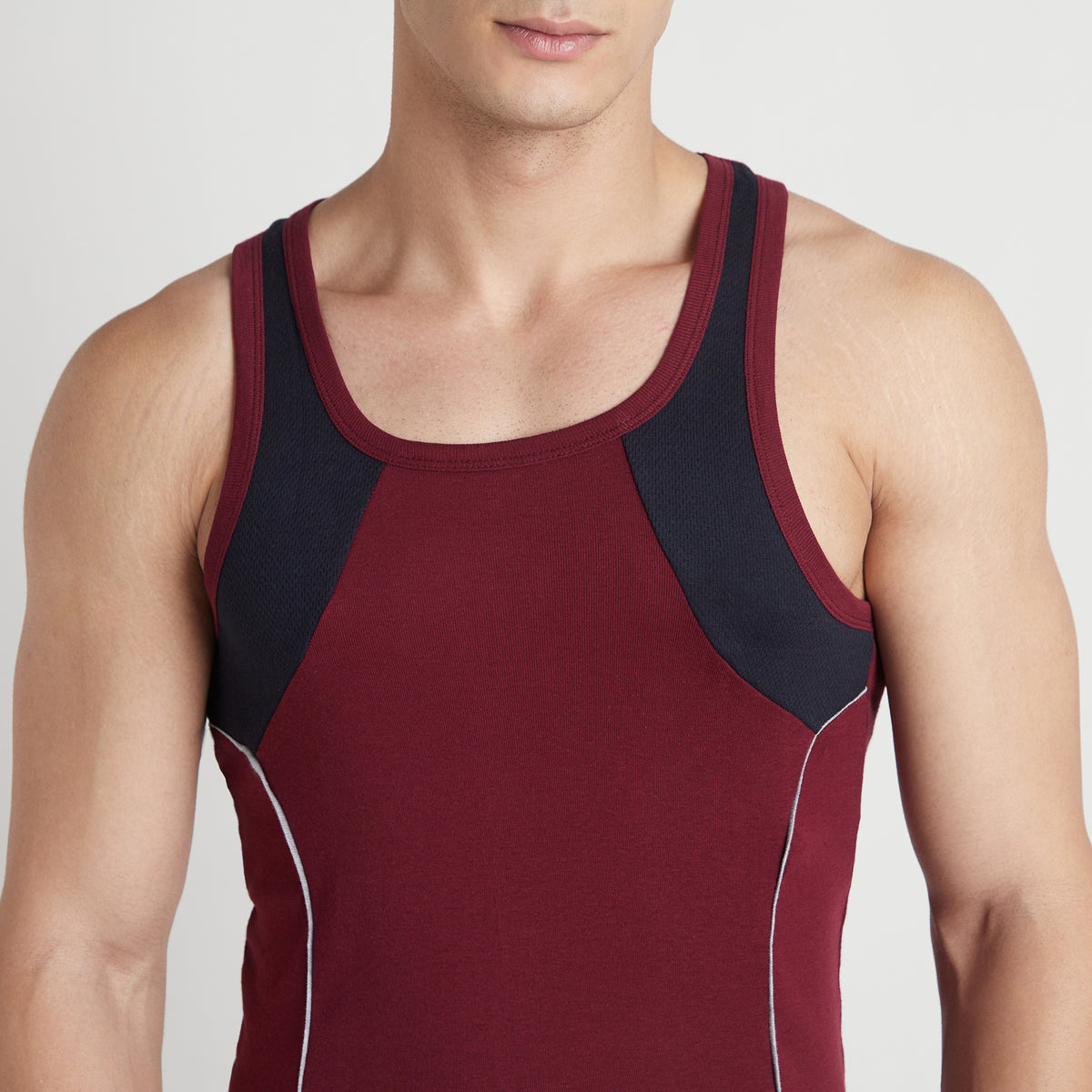 Sporto Men's  Cotton  Gym Vest with  Contrast  Panel Multicolour Pack of 3