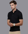 Sporto Men's Anti wrinkle and Light weight Solid  Black Polo T-shirt