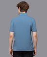 Sporto Men's Anti Wrinkle Popcorn Solid Winter Blue Polo  T-shirt