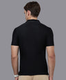 Sporto Men's Anti wrinkle and Light weight Solid  Black Polo T-shirt