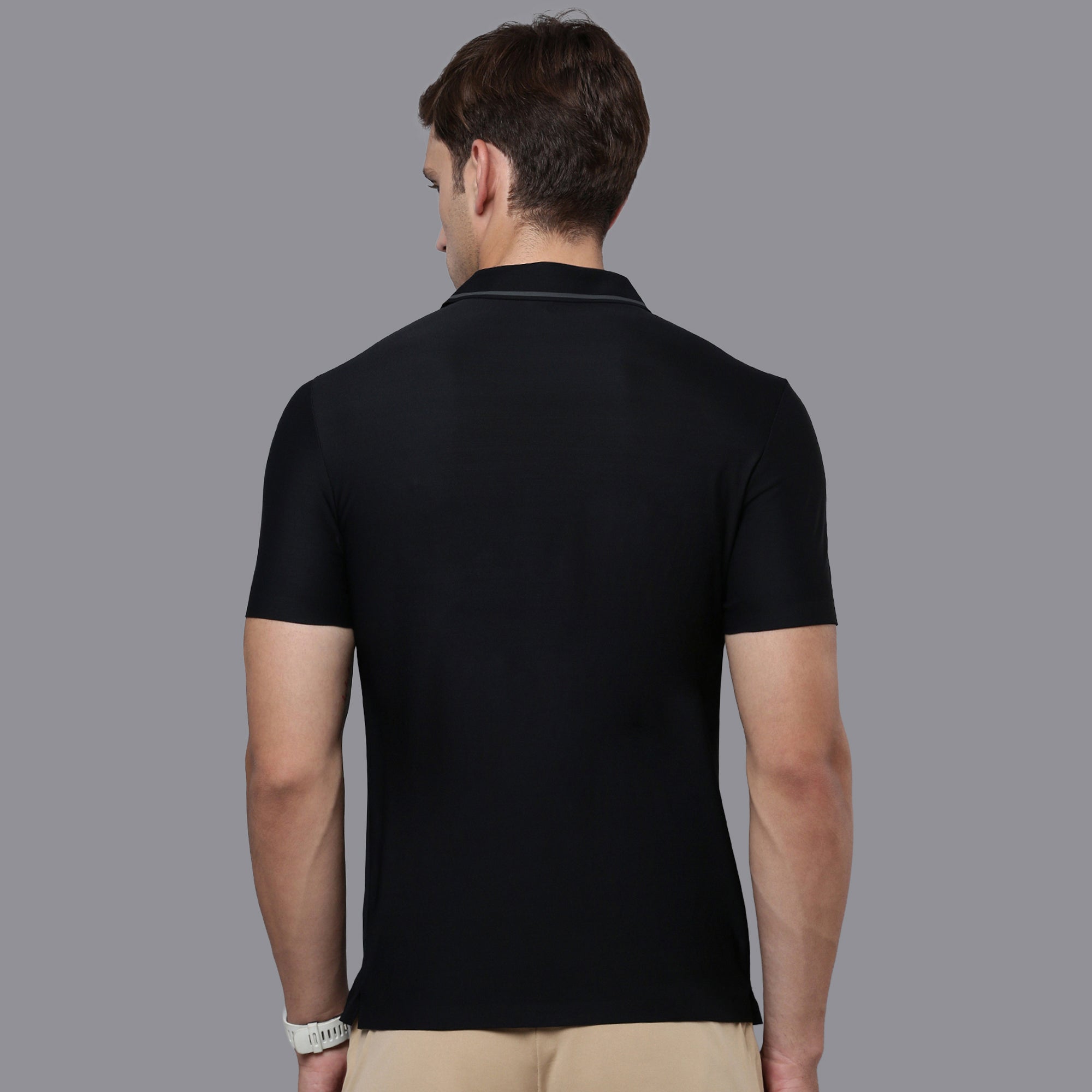 Sporto Men's Anti wrinkle and Light weight Solid  Black Polo T-shirt