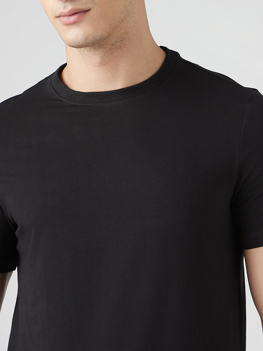 Sporto Men's Fluyid Cotton Round Neck T-shirt - Black
