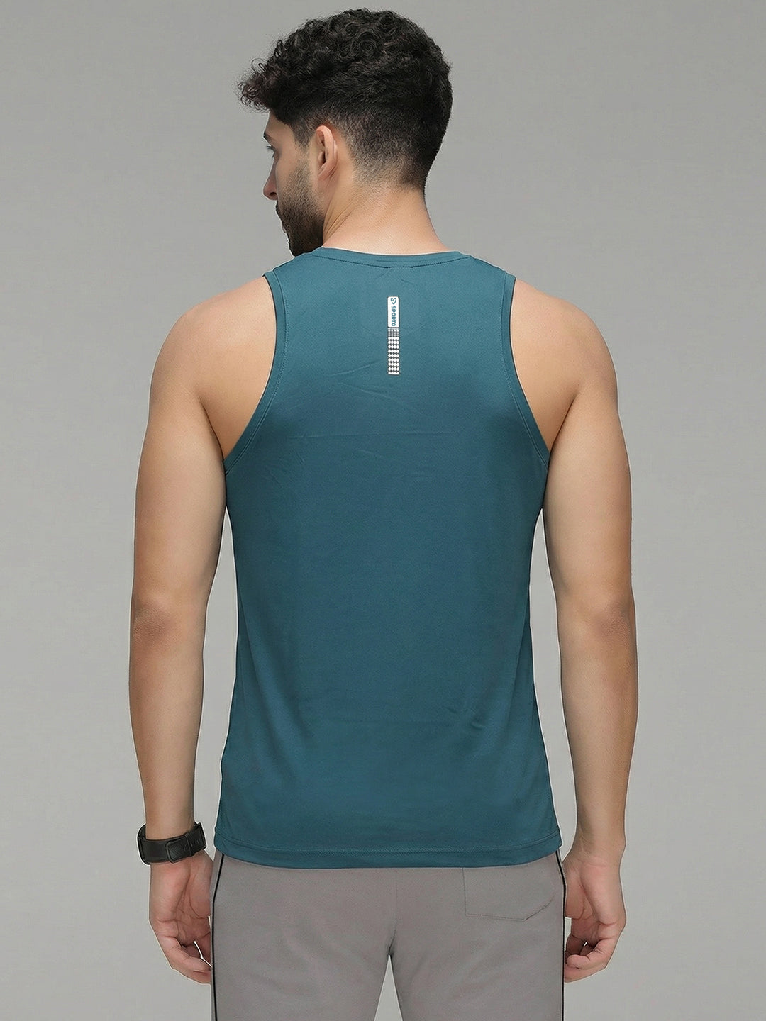 Sporto Men's InstaCool Self design Muscle Vest Anti PB odour and Moisture Wicking