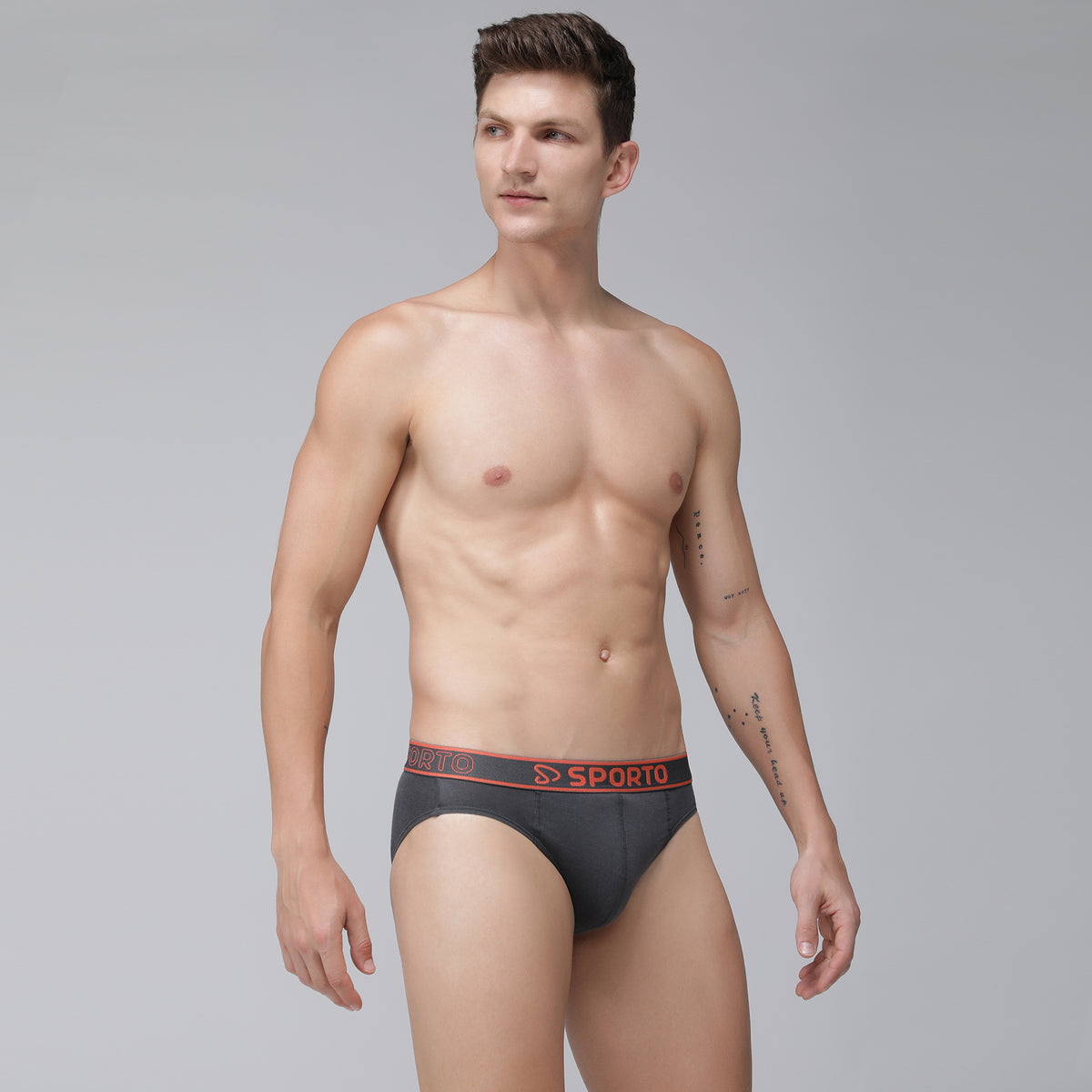 Sporto Men's Cotton Brief - Charcoal