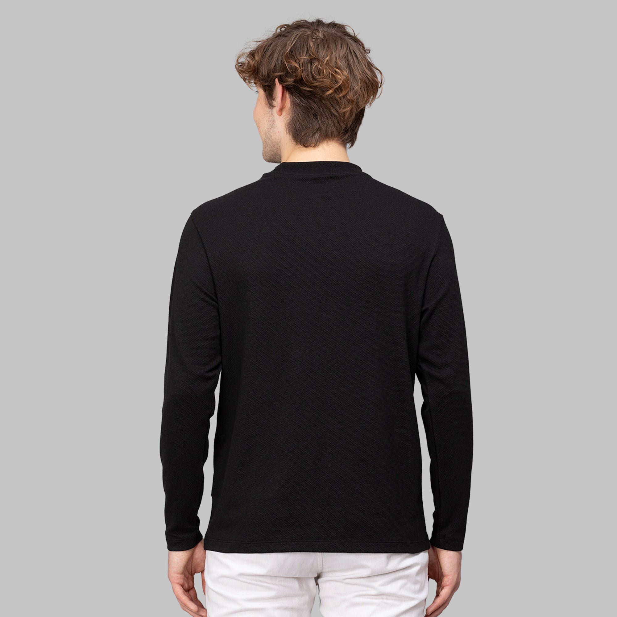 Sporto Men's Hexaknit Fullsleeve Black T-shirts