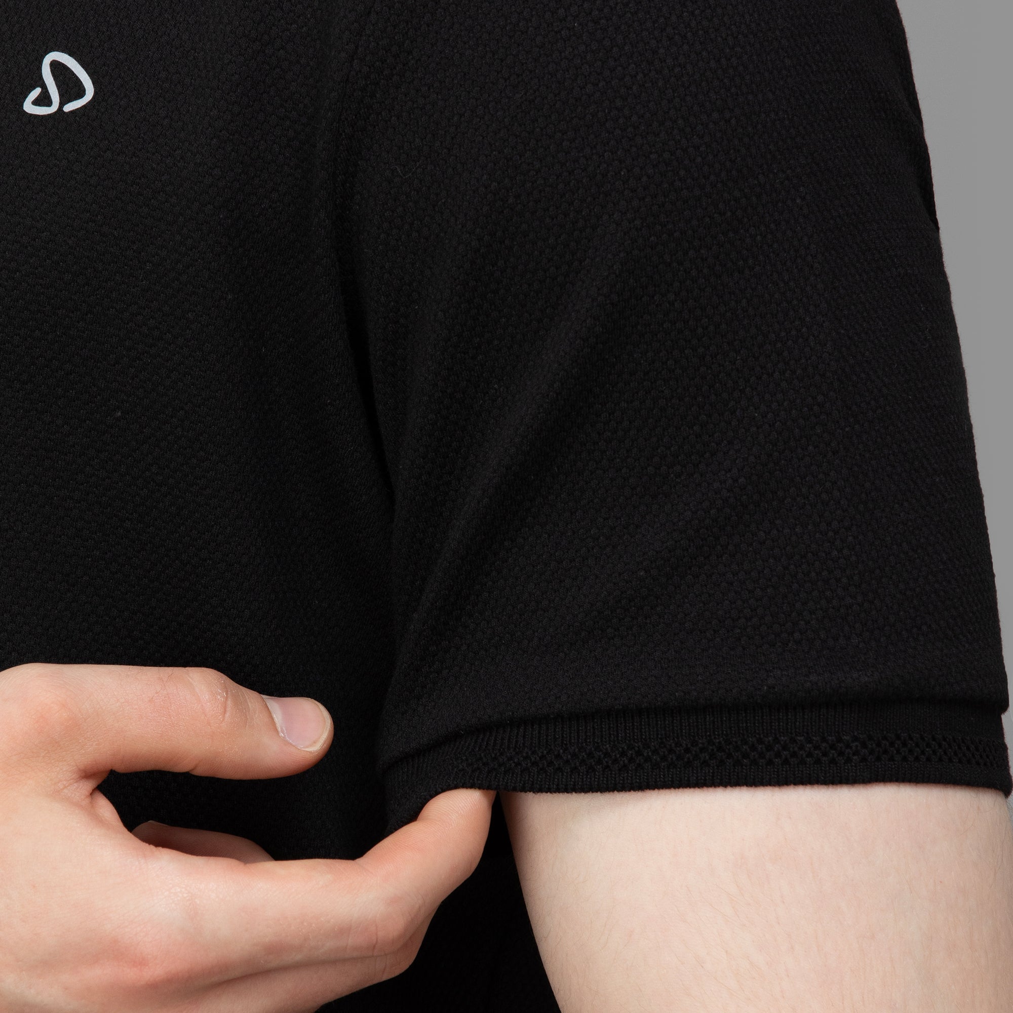 Sporto Men's Anti Wrinkle Popcorn Solid Polo Black T-shirt