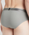 Sporto Metal Brief for Men | Cotton Spandex Mid-Rise Brief with Soft Shiny Waistband | Pack of 4 (Black, Navy, Charcoal & Light Grey)