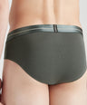 Sporto Metal Brief for Men | Cotton Spandex Mid-Rise Brief with Soft Shiny Waistband | Pack of 4 (Deep Green, Wine, Teal & Charcoal)