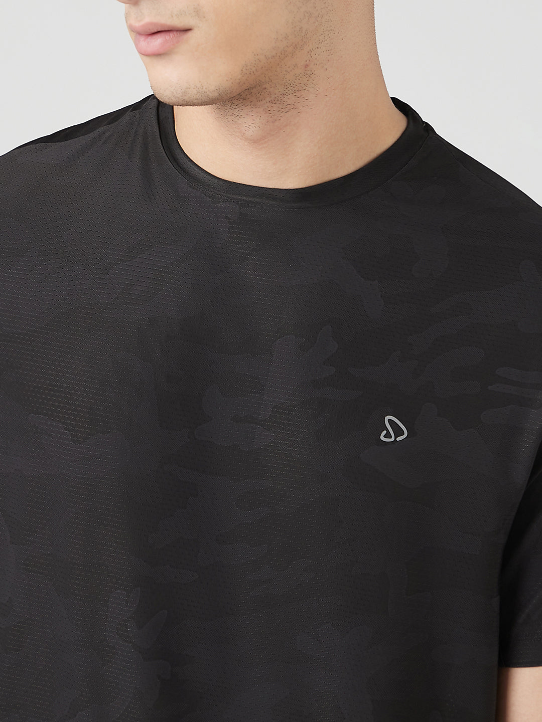 Instacool Printed Jersey Tee with Side Mesh - Black