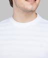 Sporto Men's Ribbed stripe Round Neck White Sweatshirt
