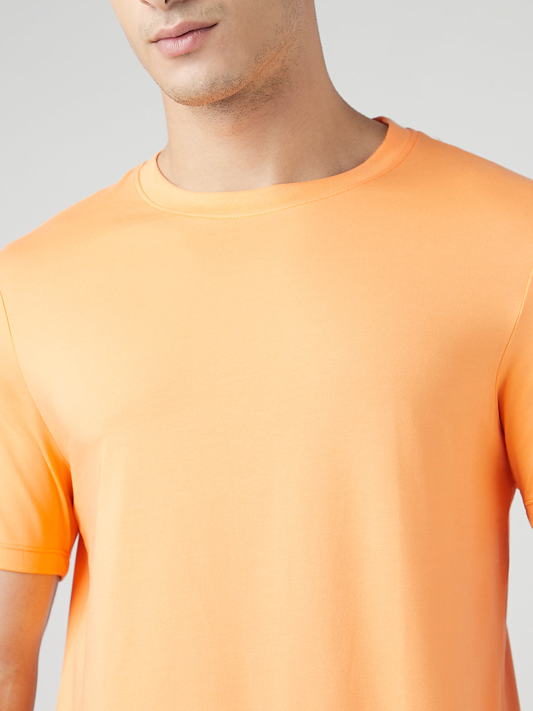 Sporto Men's Fluyid Cotton Round Neck T-shirt - Musk Melon