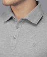 Sporto Men's Anti Wrinkle Popcorn Solid Grey Milange Polo  T-shirt
