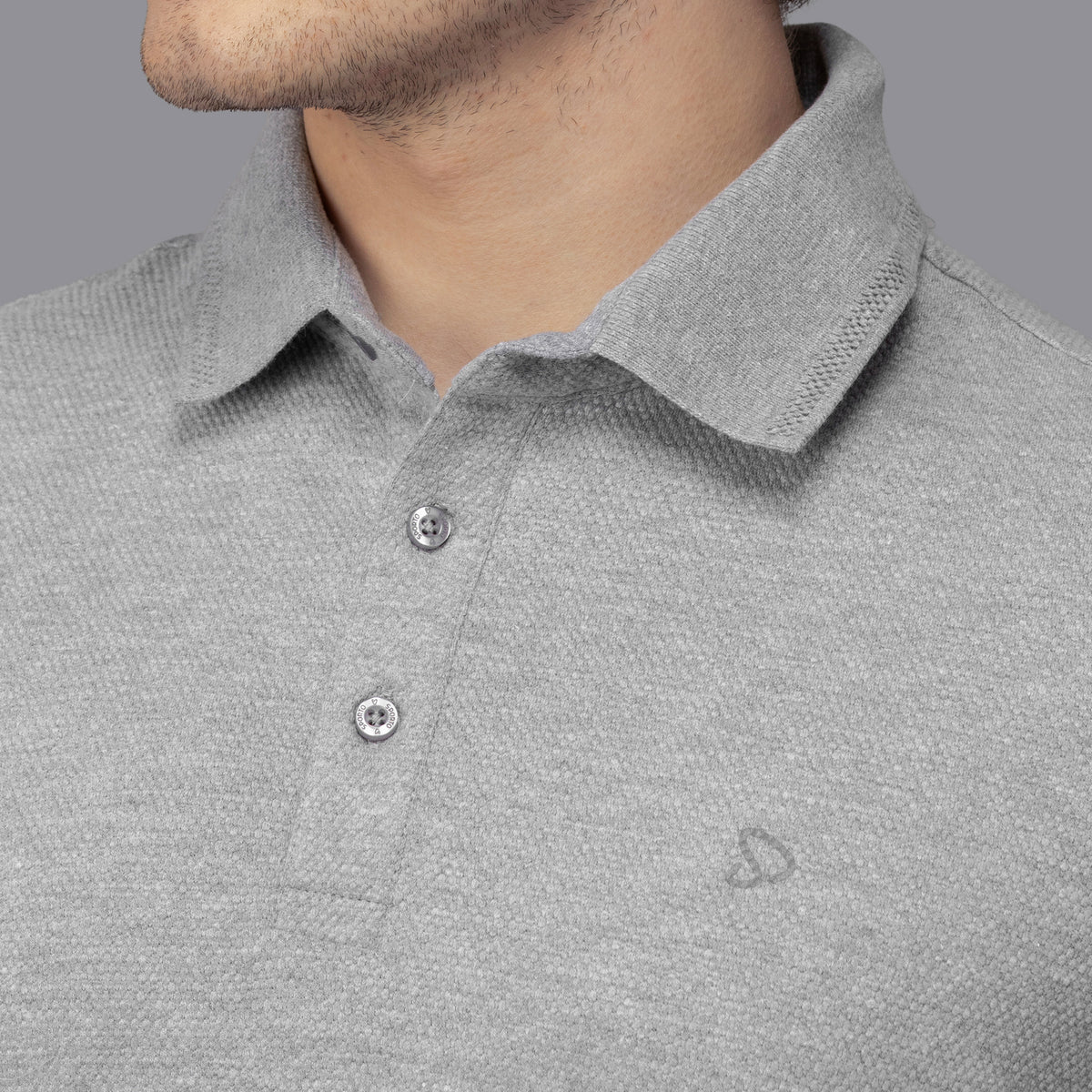 Sporto Men's Anti Wrinkle Popcorn Solid Grey Milange Polo  T-shirt