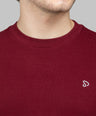 Sporto Men's Hexa-knit Round Neck Full Sleeve Red Wine Sweatshirt