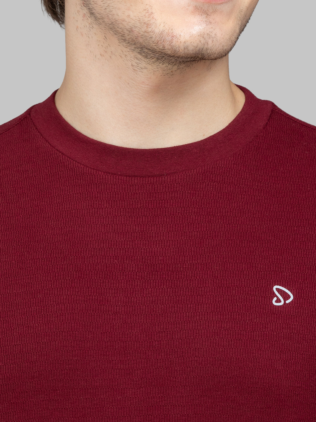 Sporto Men's Hexa-knit Round Neck Full Sleeve Red Wine Sweatshirt