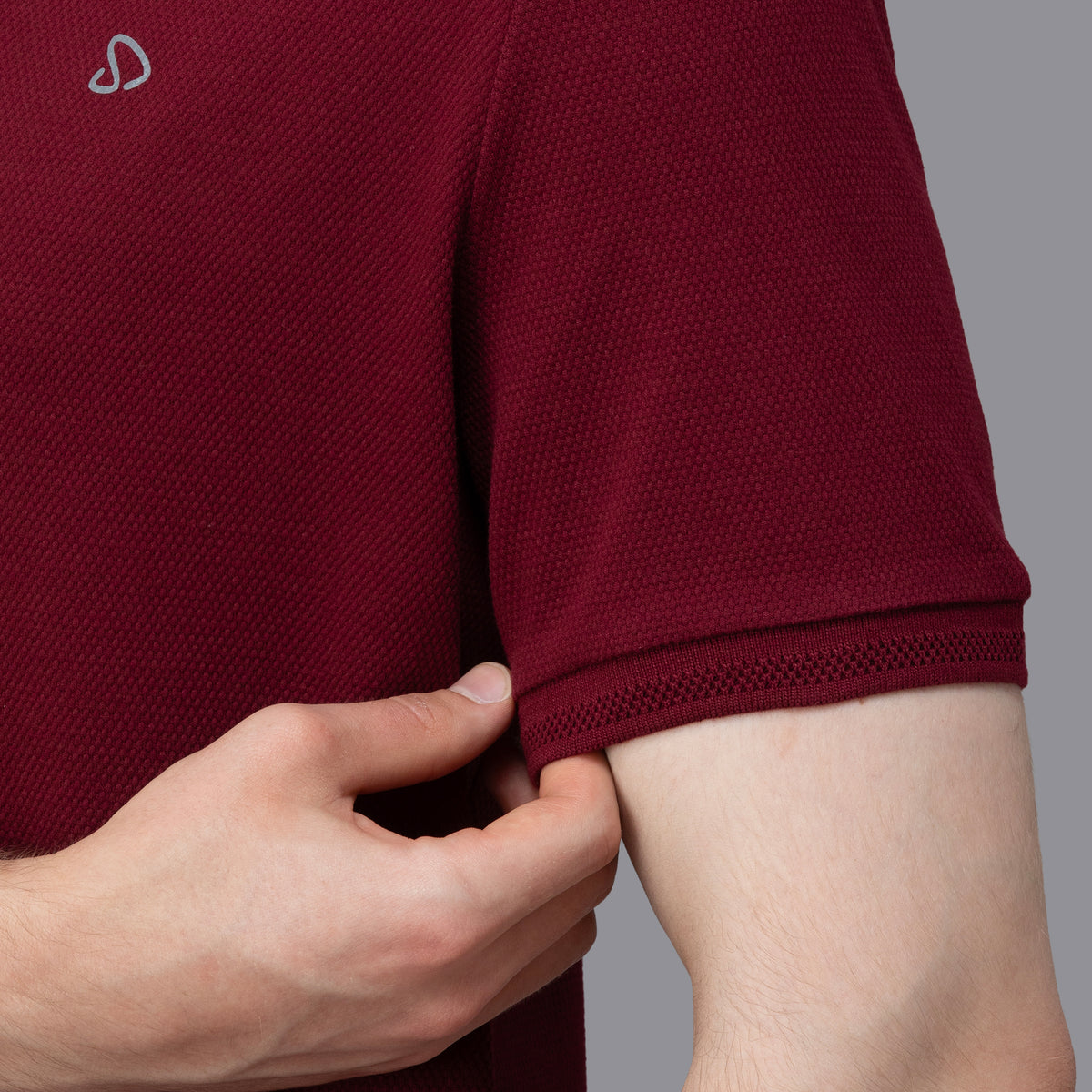 Sporto Men's Anti Wrinkle Popcorn Solid Red Wine Polo T-shirt
