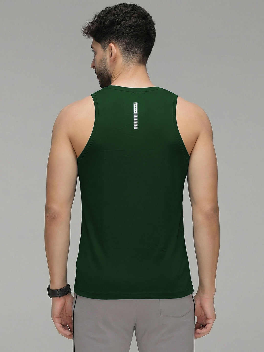Sporto Men's InstaCool Self design Muscle Vest Anti OL odour and Moisture Wicking