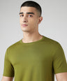 Sporto Men's Fluyid Cotton Round Neck T-shirt - Olive Branch
