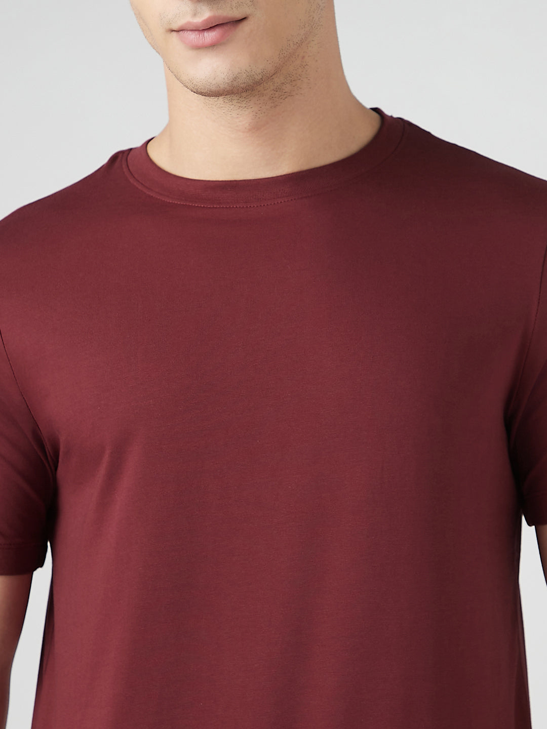 Sporto Men's Fluyid Cotton Round Neck T-shirt - Ruby Red