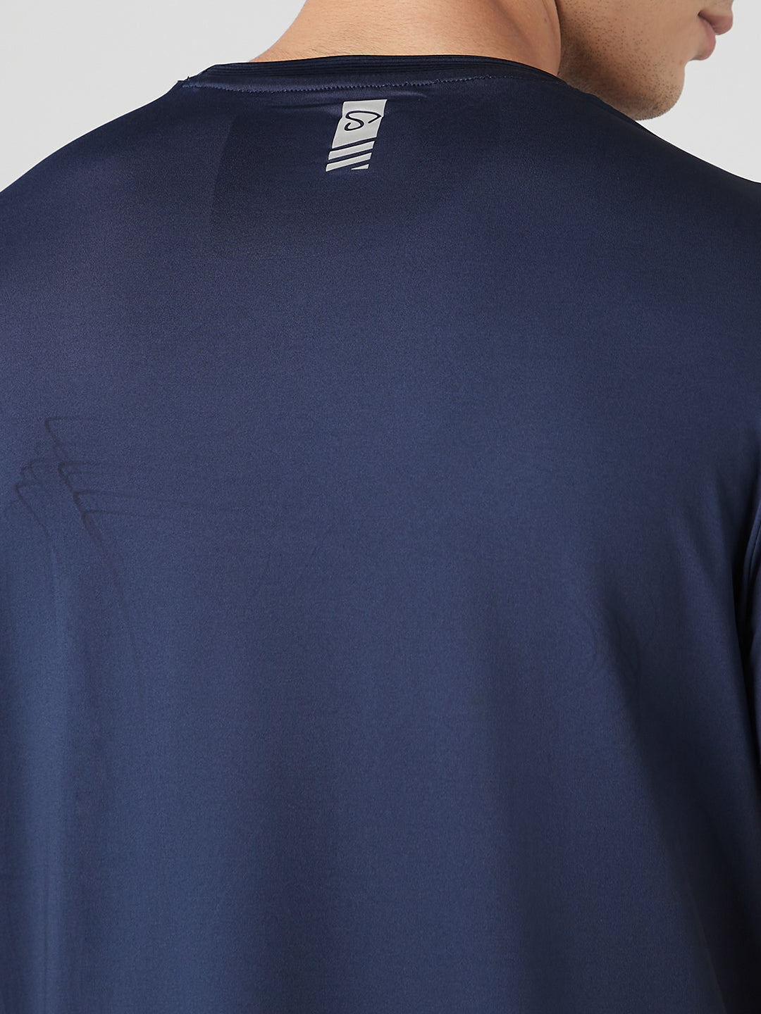 Sporto Men's Instacool Printed Round Neck Tee - Navy