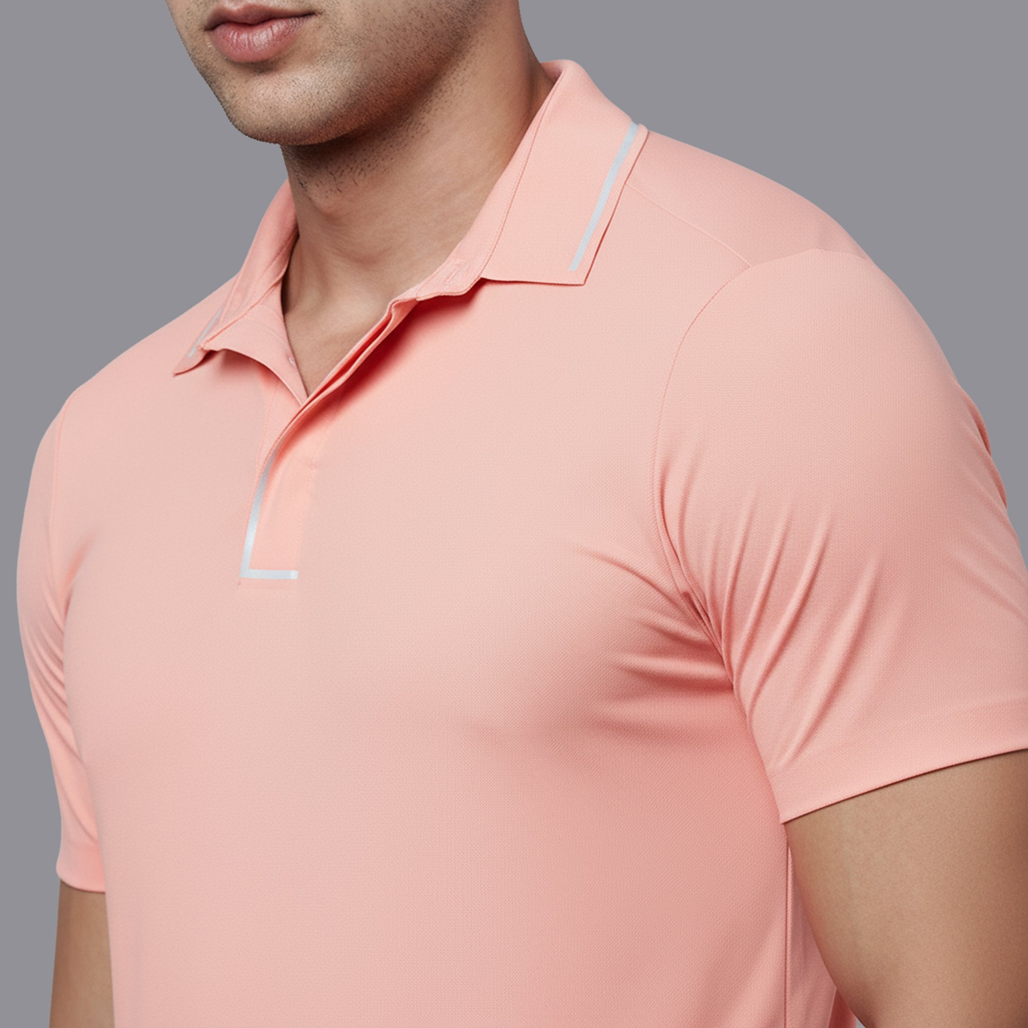 Sporto Men's Anti wrinkle and Light weight Solid  Pink Coral Polo T-shirt