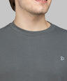 Sporto Men's Hexa-knit Round Neck Full Sleeve Charcoal Sweatshirt